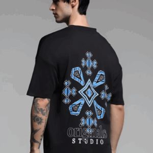 Men Abstract Printed Round Neck Cotton Oversized T-shirt